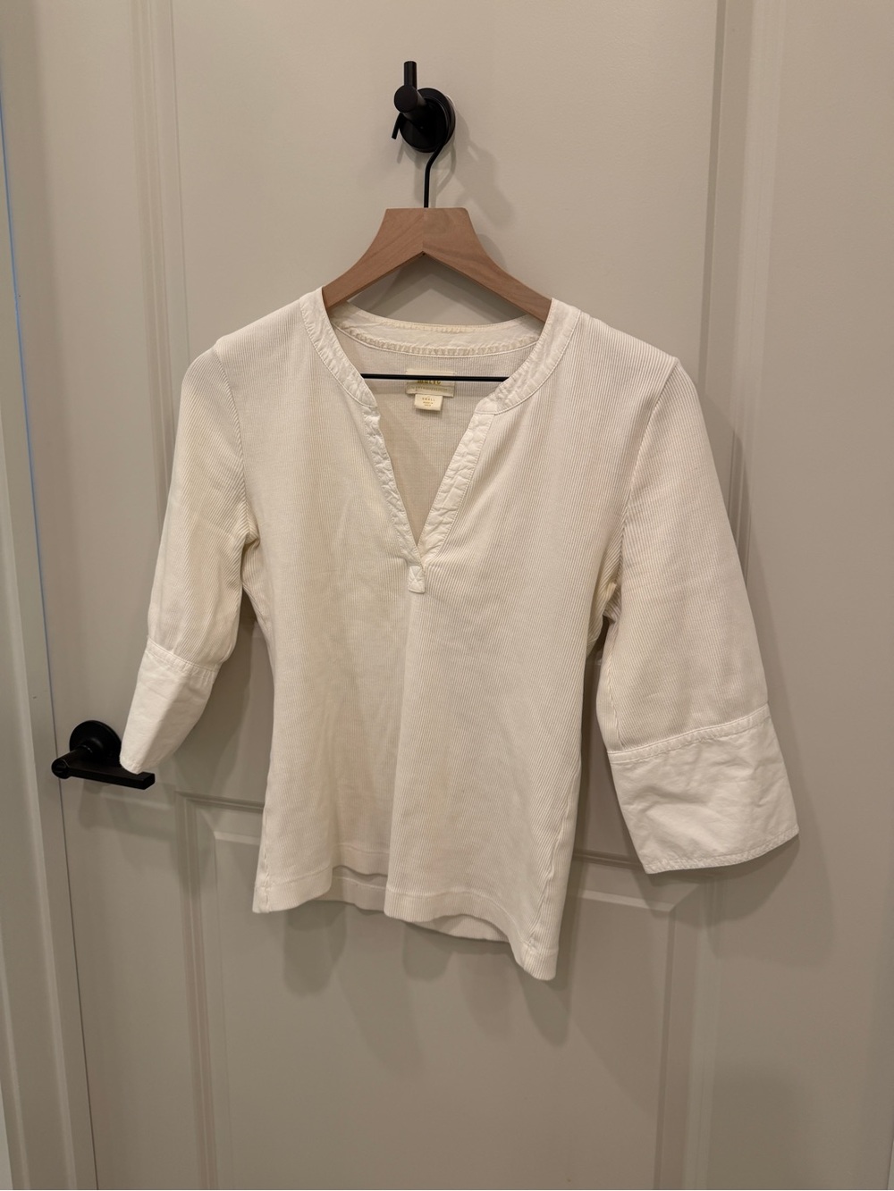 Maeve Cream Split-Neck Tunic Top